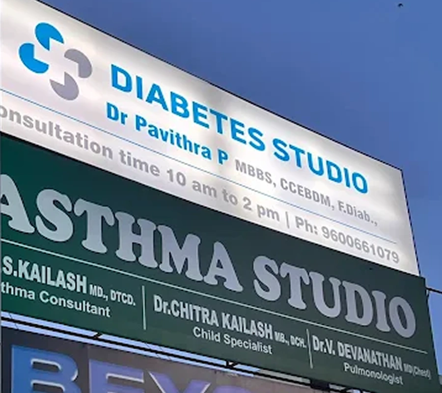 Asthma and Diabetes Studio signboard